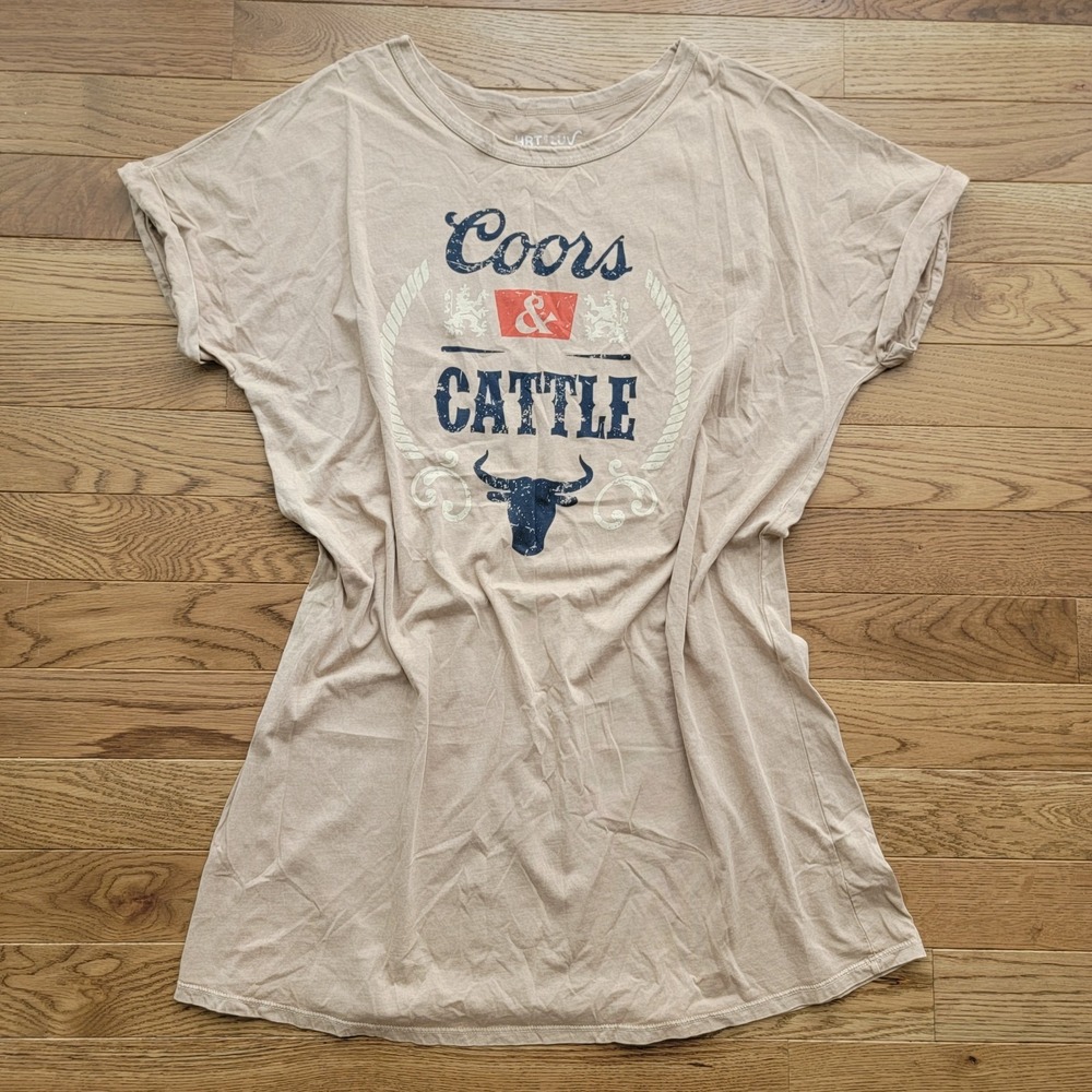 HRT & LUV Coors and Cattle Banquet Rodeo T-Shirt Tunic Women's Size L